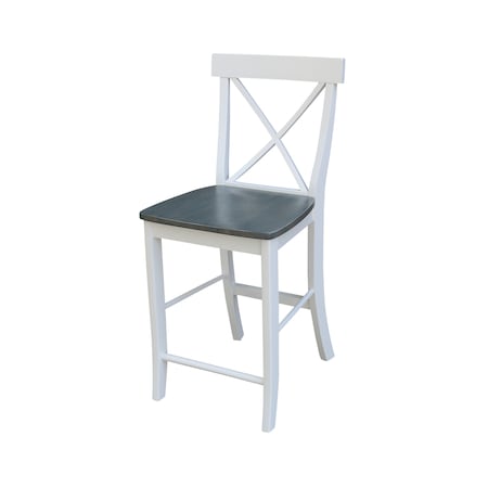 International Concepts X-back CounterHeight Stool, 24" Seat Height, White/Heather Gray S05-6132